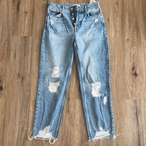 Zara Distressed Blue Boyfriend Jeans